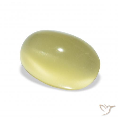 Berilo Ojo de Gato Amarillo verdoso claro natural de 4.41 ct, Ovalada, Translúcido