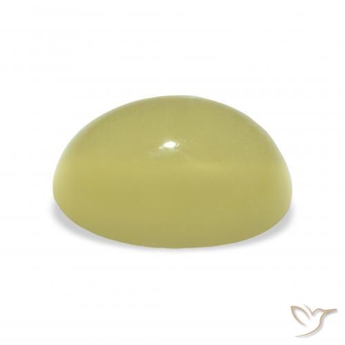 Berilo Ojo de Gato Amarillo verdoso claro natural de 4.41 ct, Ovalada, Translúcido