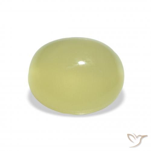 Berilo Ojo de Gato Verde lima pálido natural de 5.07 ct, Ovalada, Translúcido