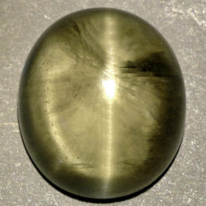 Cat's eye diaspore verde natural de 8,18 ct, transparente, transparente / translúcido