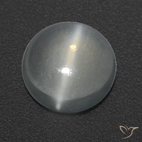 Piedra lunar ojo de gato Blanco claro natural de 1.22 ct, Redondo, Transparente