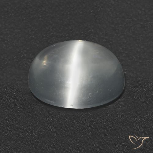 Piedra lunar ojo de gato Blanco claro natural de 1.22 ct, Redondo, Transparente