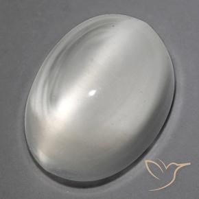Piedra lunar ojo de gato Blanco natural de 1.38 ct, Ovalada, Transparente