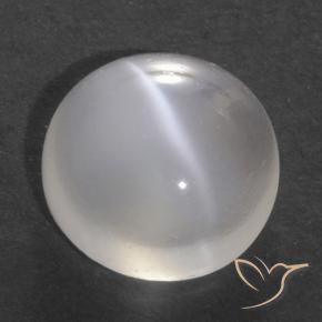 Piedra lunar ojo de gato Blanco translúcido natural de 1.40 ct, Redondo, Transparente