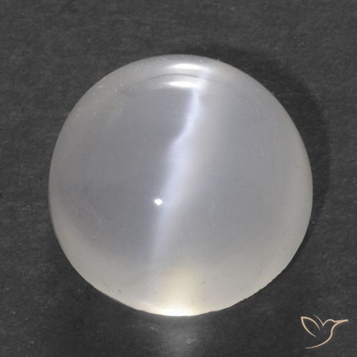 1.52ct Natural Blanco translúcido Piedra lunar ojo de gato, Redondo, Transparente