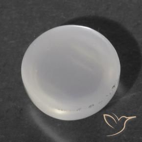 Piedra lunar ojo de gato Blanco translúcido natural de 1.52 ct, Redondo, Transparente