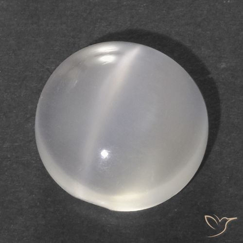 1.12ct Natural Blanco Piedra lunar ojo de gato, Redondo, Transparente