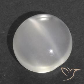 Piedra lunar ojo de gato Blanco natural de 1.12 ct, Redondo, Transparente