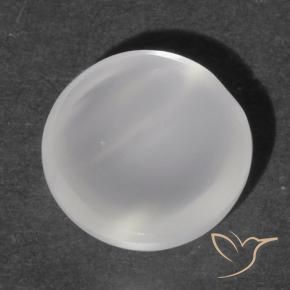 Piedra lunar ojo de gato Blanco natural de 1.12 ct, Redondo, Transparente