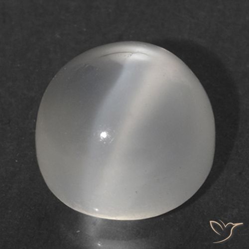 1.64ct Natural Blanco Piedra lunar ojo de gato, Redondo, Transparente