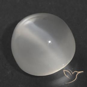 Piedra lunar ojo de gato Blanco natural de 1.64 ct, Redondo, Transparente