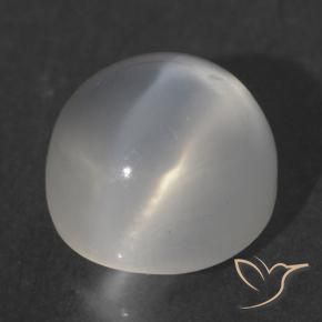 Piedra lunar ojo de gato Blanco natural de 1.64 ct, Redondo, Transparente