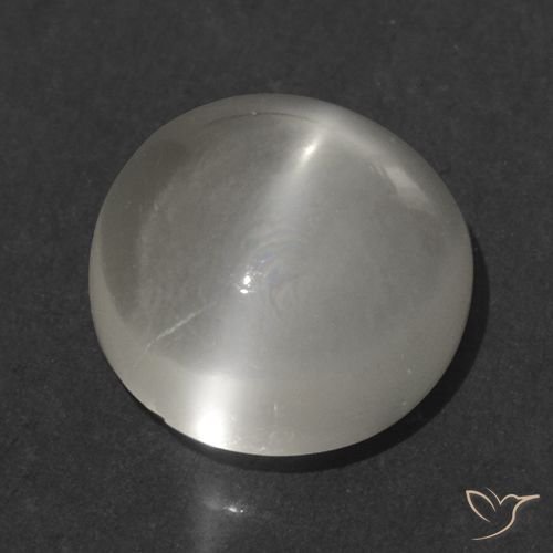 1.28ct Natural Blanco cálido Piedra lunar ojo de gato, Redondo, Transparente