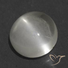 Piedra lunar ojo de gato Blanco cálido natural de 1.28 ct, Redondo, Transparente