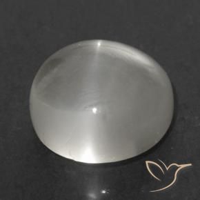 Piedra lunar ojo de gato Blanco cálido natural de 1.28 ct, Redondo, Transparente
