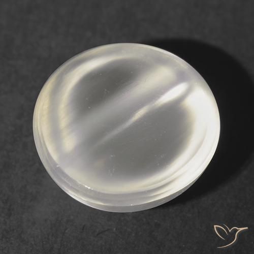 Piedra lunar ojo de gato Blanco cálido natural de 1.16 ct, Redondo, Transparente