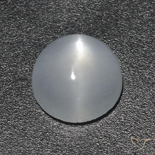 1.44ct Natural Blanco Piedra lunar ojo de gato, Redondo, Transparente