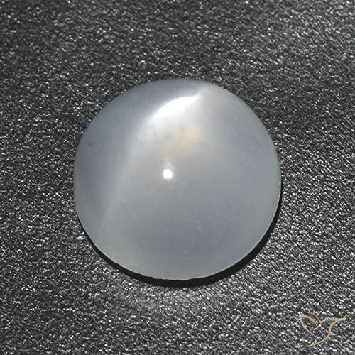 Piedra lunar ojo de gato Blanco natural de 1.44 ct, Redondo, Transparente