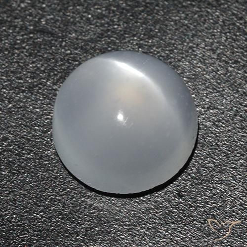 Piedra lunar ojo de gato Blanco natural de 1.44 ct, Redondo, Transparente