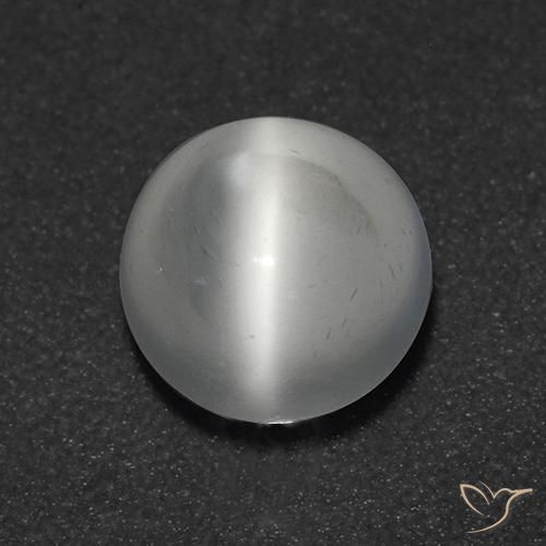 1.08ct Natural Blanco Piedra lunar ojo de gato, Redondo, Transparente