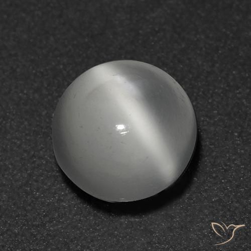 Piedra lunar ojo de gato Blanco natural de 1.08 ct, Redondo, Transparente