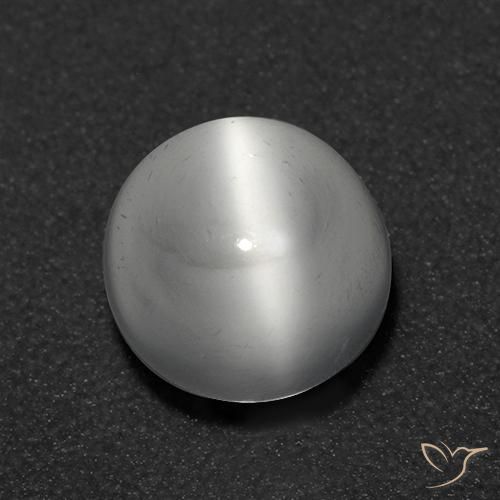Piedra lunar ojo de gato Blanco natural de 1.08 ct, Redondo, Transparente