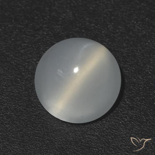 1.10ct Natural Blanco cálido Piedra lunar ojo de gato, Redondo, Transparente