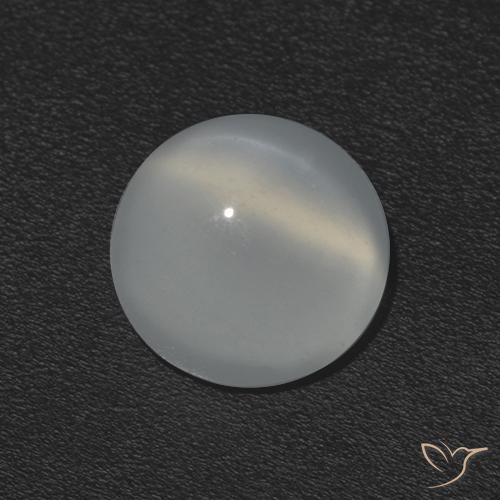 Piedra lunar ojo de gato Blanco cálido natural de 1.10 ct, Redondo, Transparente