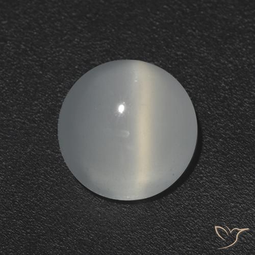 Piedra lunar ojo de gato Blanco cálido natural de 1.10 ct, Redondo, Transparente