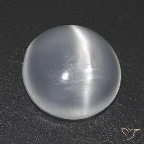 1.46ct Natural Blanco Piedra de Luna Ojo de Gato, Redondo, Transparente
