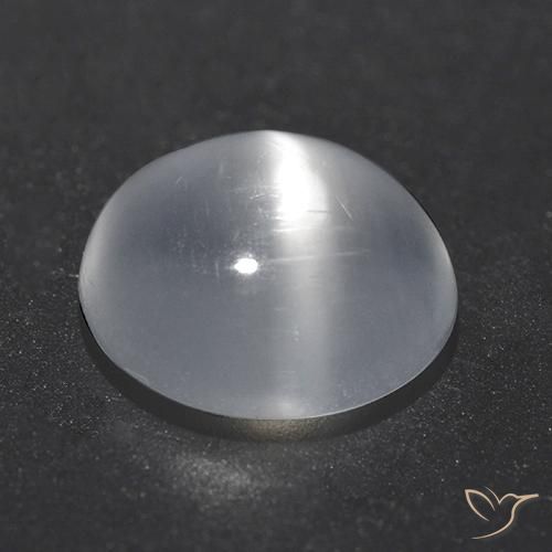Piedra lunar ojo de gato Blanco natural de 1.46 ct, Redondo, Transparente