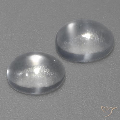 Gemas de Piedra lunar ojo de gato Blanco claro natural de 2.29 ct, Ovalada, Transparente