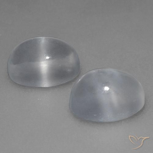 Gemas de Piedra lunar ojo de gato Blanco claro natural de 2.29 ct, Ovalada, Transparente
