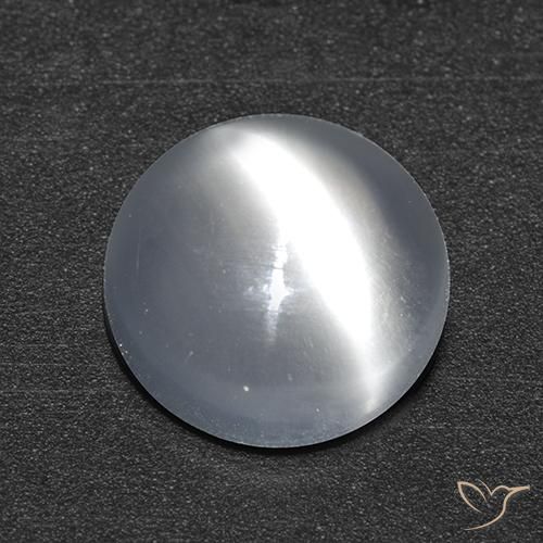 Piedra lunar ojo de gato Blanco natural de 1.36 ct, Corte Redondo, Transparente