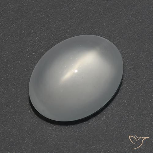 Piedra lunar ojo de gato Blanco natural de 0.97 ct, Ovalada, Transparente