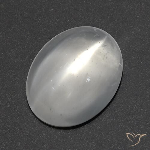 Piedra lunar ojo de gato Blanco natural de 1.89 ct, Corte Óvalo, Transparente
