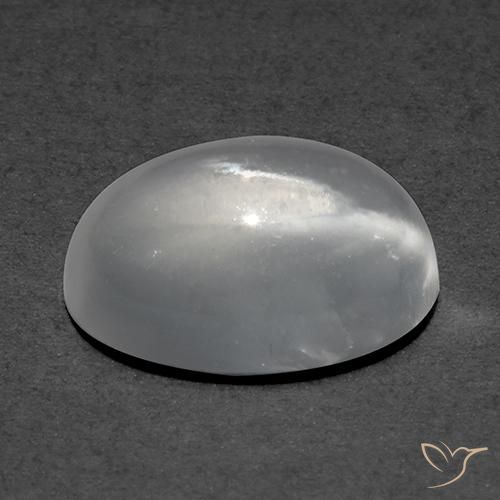 Piedra lunar ojo de gato Blanco natural de 1.89 ct, Corte Óvalo, Transparente