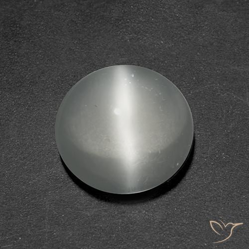 1.37ct Natural Blanco Piedra lunar ojo de gato, Redondo, Transparente