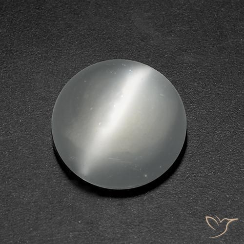 Piedra lunar ojo de gato Blanco natural de 1.37 ct, Redondo, Transparente