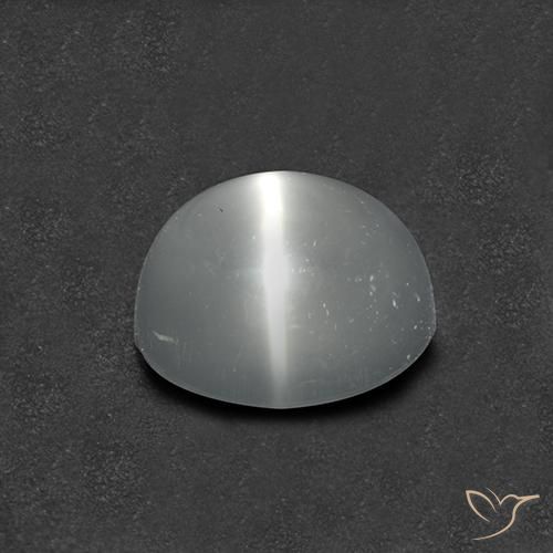 Piedra lunar ojo de gato Blanco natural de 1.37 ct, Redondo, Transparente