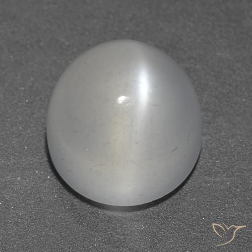 3.47ct Natural Blanco Piedra lunar ojo de gato, Redondo, Transparente