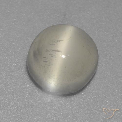 1.57ct Natural Blanco cálido Piedra lunar ojo de gato, Redondo, Transparente