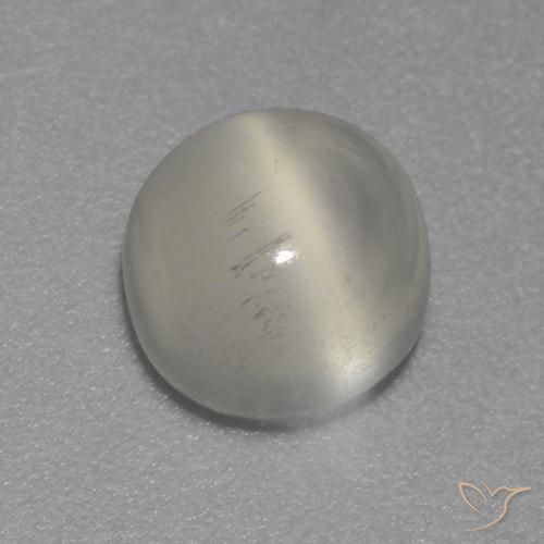 Piedra lunar ojo de gato Blanco cálido natural de 1.57 ct, Redondo, Transparente