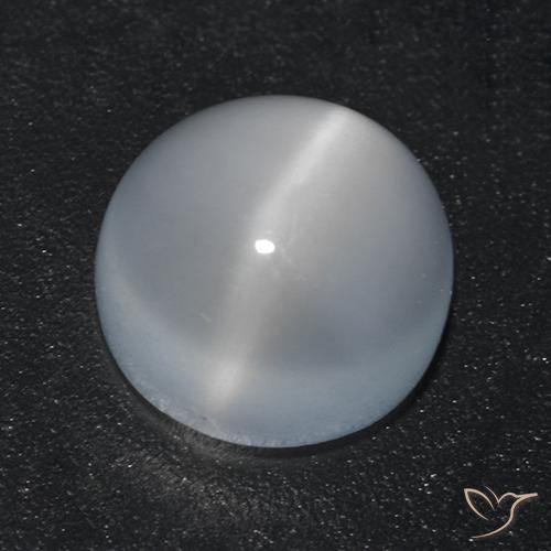 1.71ct Natural Blanco translúcido Piedra lunar ojo de gato, Redondo, Transparente