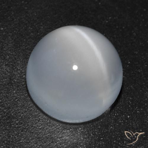 Piedra lunar ojo de gato Blanco translúcido natural de 1.71 ct, Redondo, Transparente