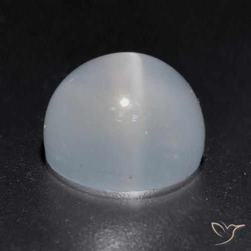 Piedra lunar ojo de gato Blanco translúcido natural de 1.71 ct, Redondo, Transparente