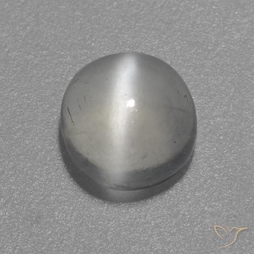 0.88ct Natural Blanco Piedra lunar ojo de gato, Redondo, Transparente