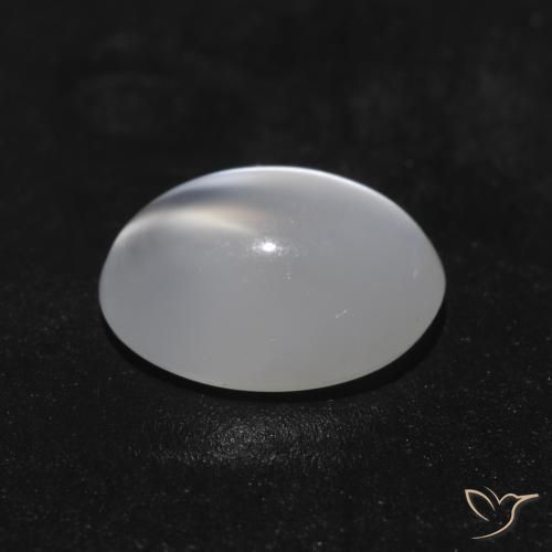 Piedra lunar ojo de gato Blanco translúcido natural de 1.49 ct, Ovalada, Transparente