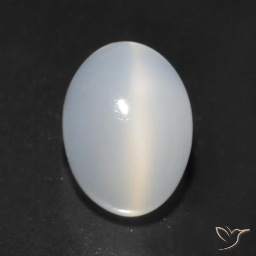 Piedra lunar ojo de gato Blanco translúcido natural de 1.64 ct, Corte Óvalo, Transparente