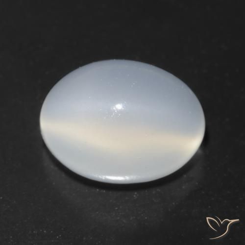 Piedra lunar ojo de gato Blanco translúcido natural de 1.64 ct, Corte Óvalo, Transparente